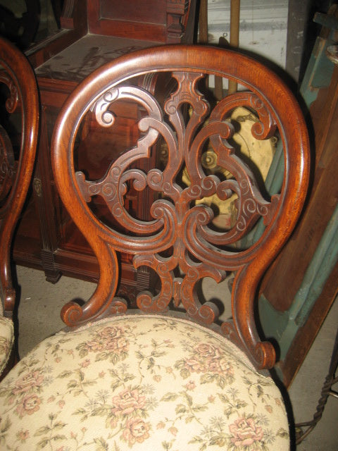 SET OF SIX FANCY LAMINATED 1860's CARVED CHAIRS