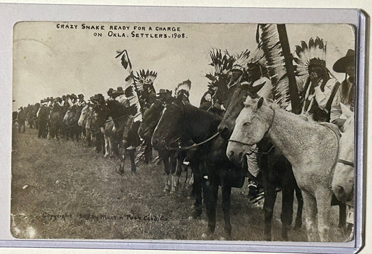 NATIVE AMERICANS ON HORSEBACK 1909 MARTIN PHOTOGRAPH POST CARD