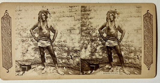 NATIVE AMERICAN STEREO VIEW CARD OF ARIZONA INDIAN
