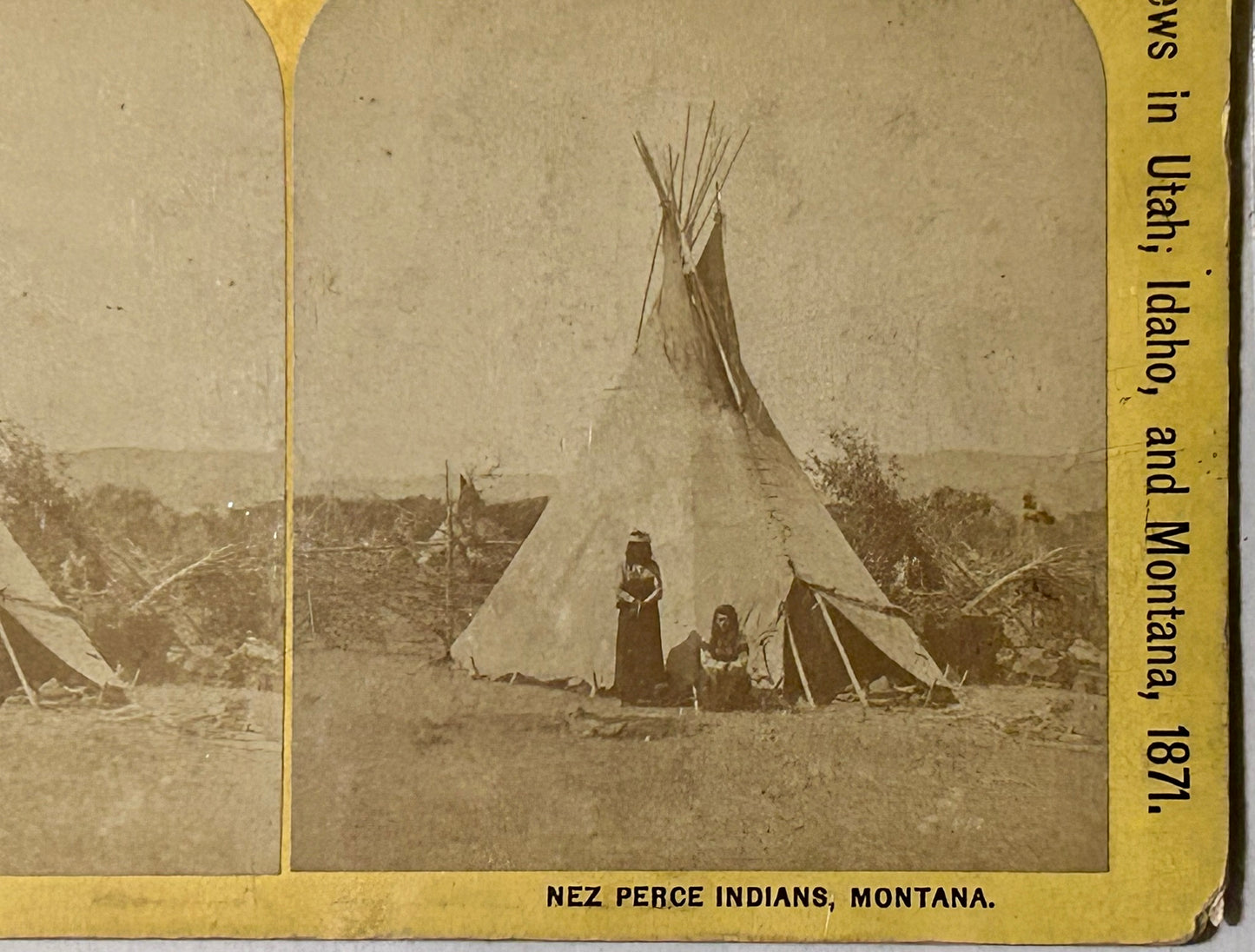 W. H. JACKSON STEREO VIEW OF NEZ PERCE INDIANS, MONTANA