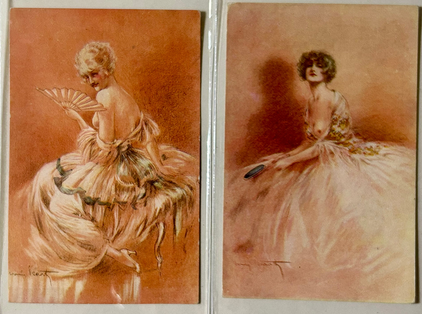 LOUIS ICART PAIR OF FRENCH POSTCARDS UNUSED