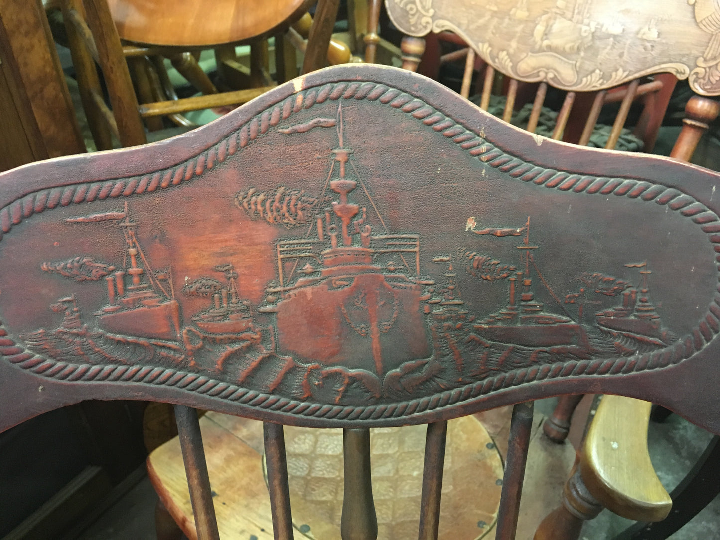 SPANISH AMERICAN WAR COMMEMORATIVE ROCKING CHAIR