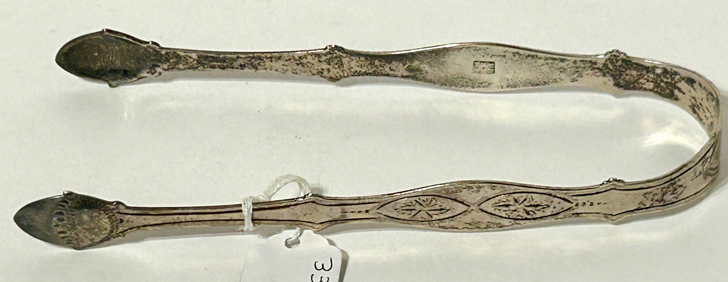 ANTIQUE STERLING BRITISH SUGAR TONGS BY PETER, ANN, & WM. BATEMAN