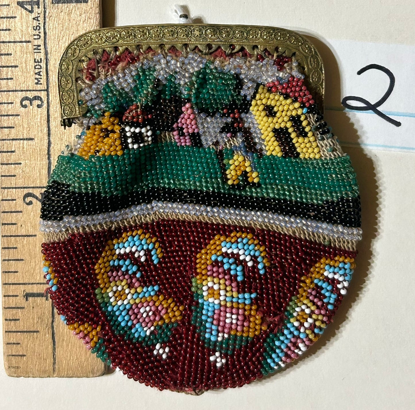 ANTIQUE SMALL SCENIC BEADED PURSE