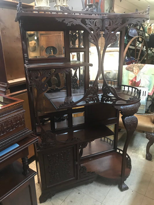 FANCY CARVED ANTIQUE ETAGERE