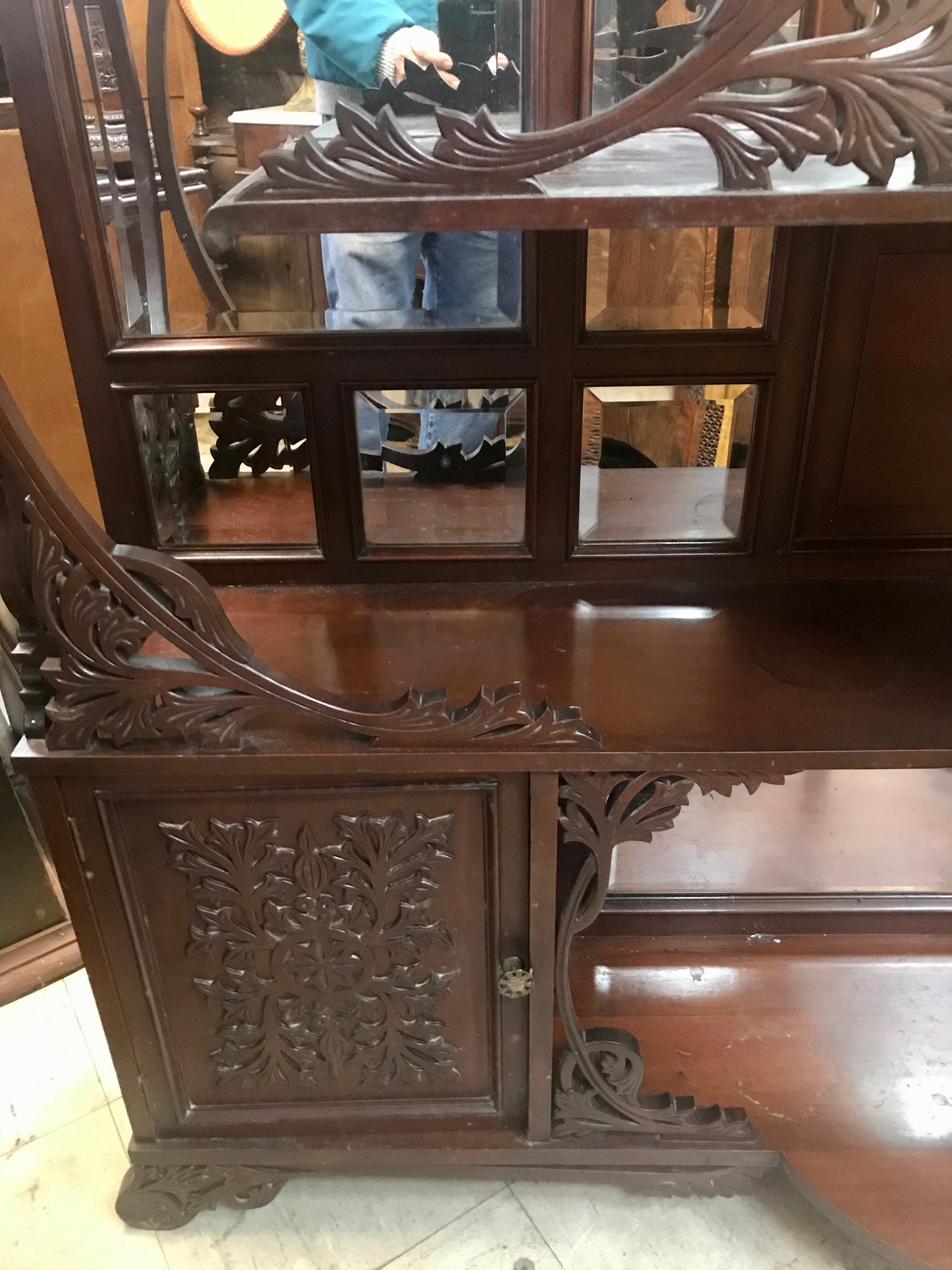 FANCY CARVED ANTIQUE ETAGERE