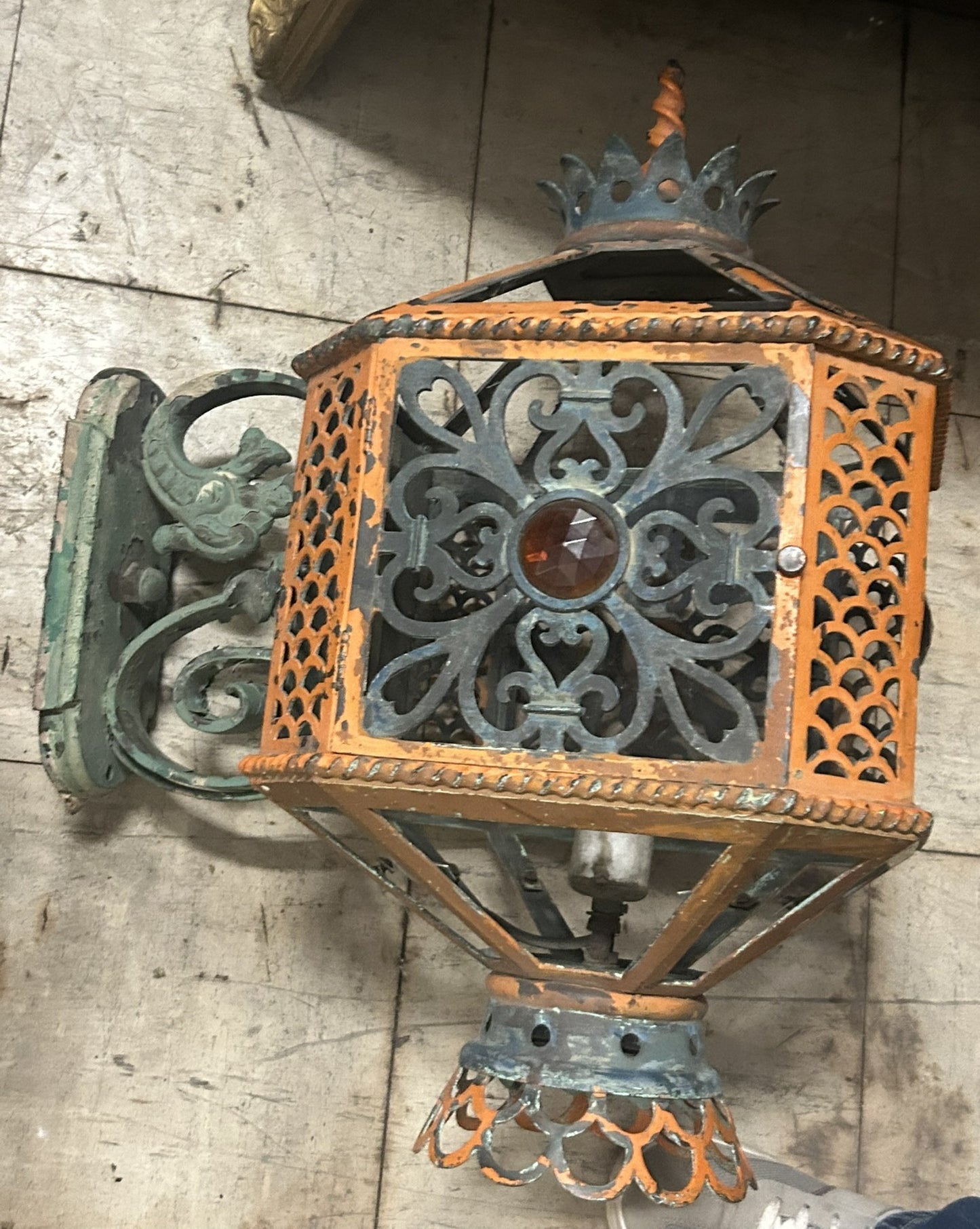 ANTIQUE EXTERIOR WALL PAIR OF LANTERNS FROM HISTORIC K.C. COUNTRY CLUB PLAZA