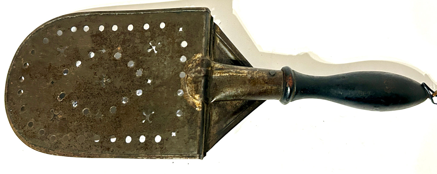 ANTIQUE TIN SPATULA WITH PIERCED DESIGNS