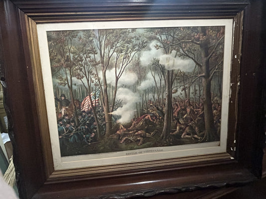 KURZ & ALLISON ANTIQUE PRINT OF BATTLE OF TIPPECANOE