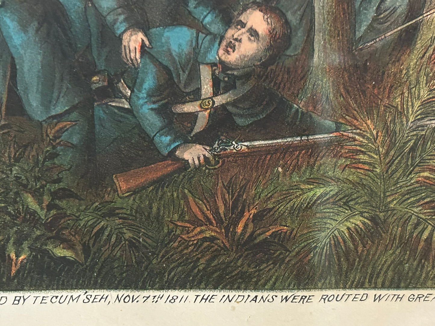 KURZ & ALLISON ANTIQUE PRINT OF BATTLE OF TIPPECANOE