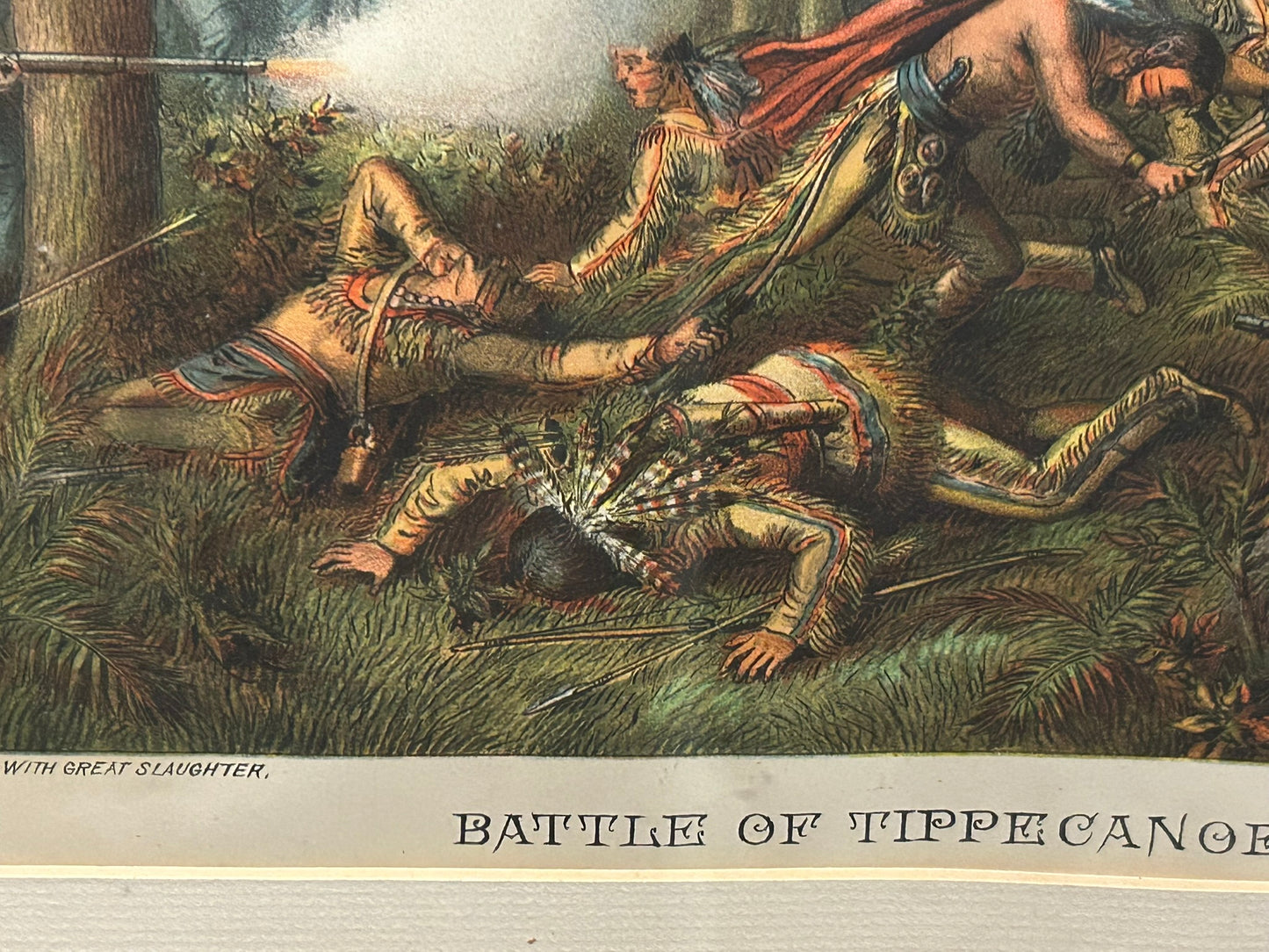 KURZ & ALLISON ANTIQUE PRINT OF BATTLE OF TIPPECANOE