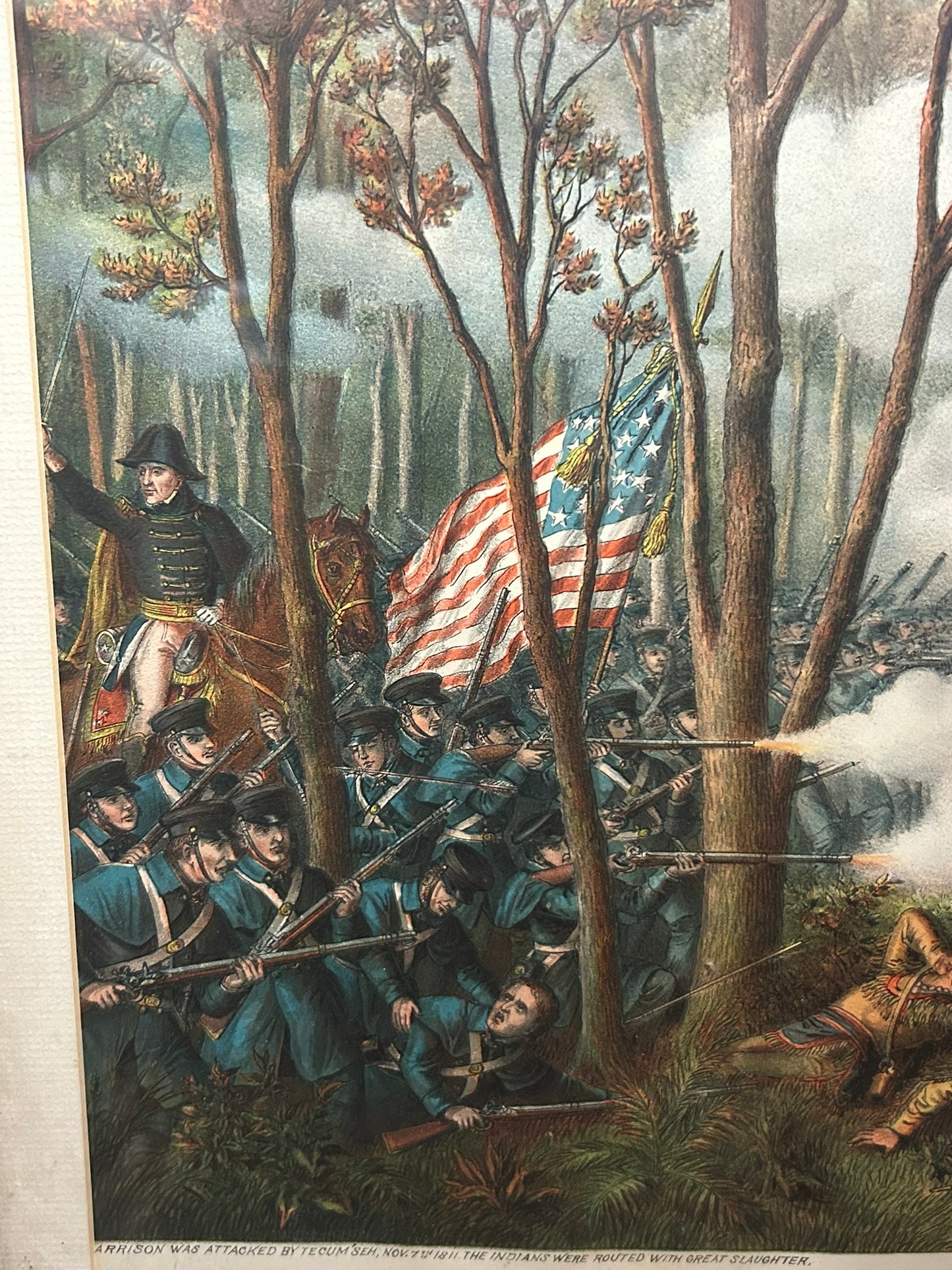 KURZ & ALLISON ANTIQUE PRINT OF BATTLE OF TIPPECANOE