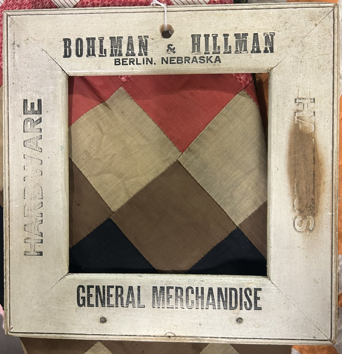 ANTIQUE ADVERTISING FRAME FOR BOHLMAN & HILLMAN - BERLIN, NEBRASKA