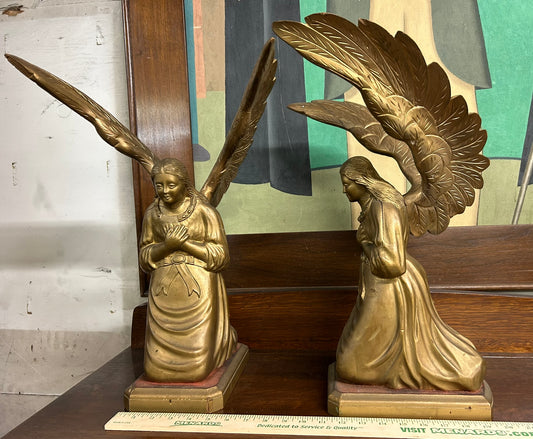CARVED WOOD PAIR ANGELS FROM ANTIQUE ARC OF COVENANT