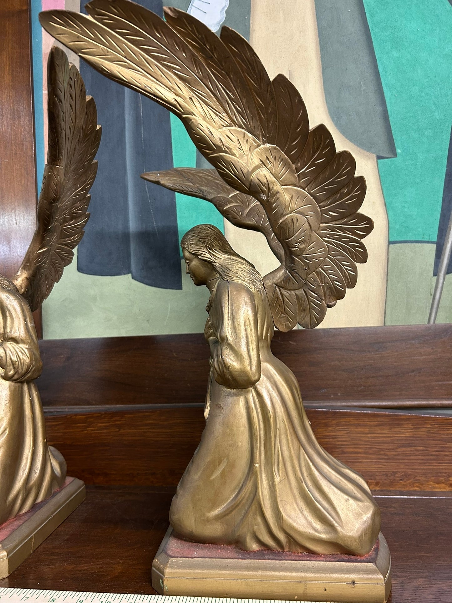 CARVED WOOD PAIR ANGELS FROM ANTIQUE ARC OF COVENANT
