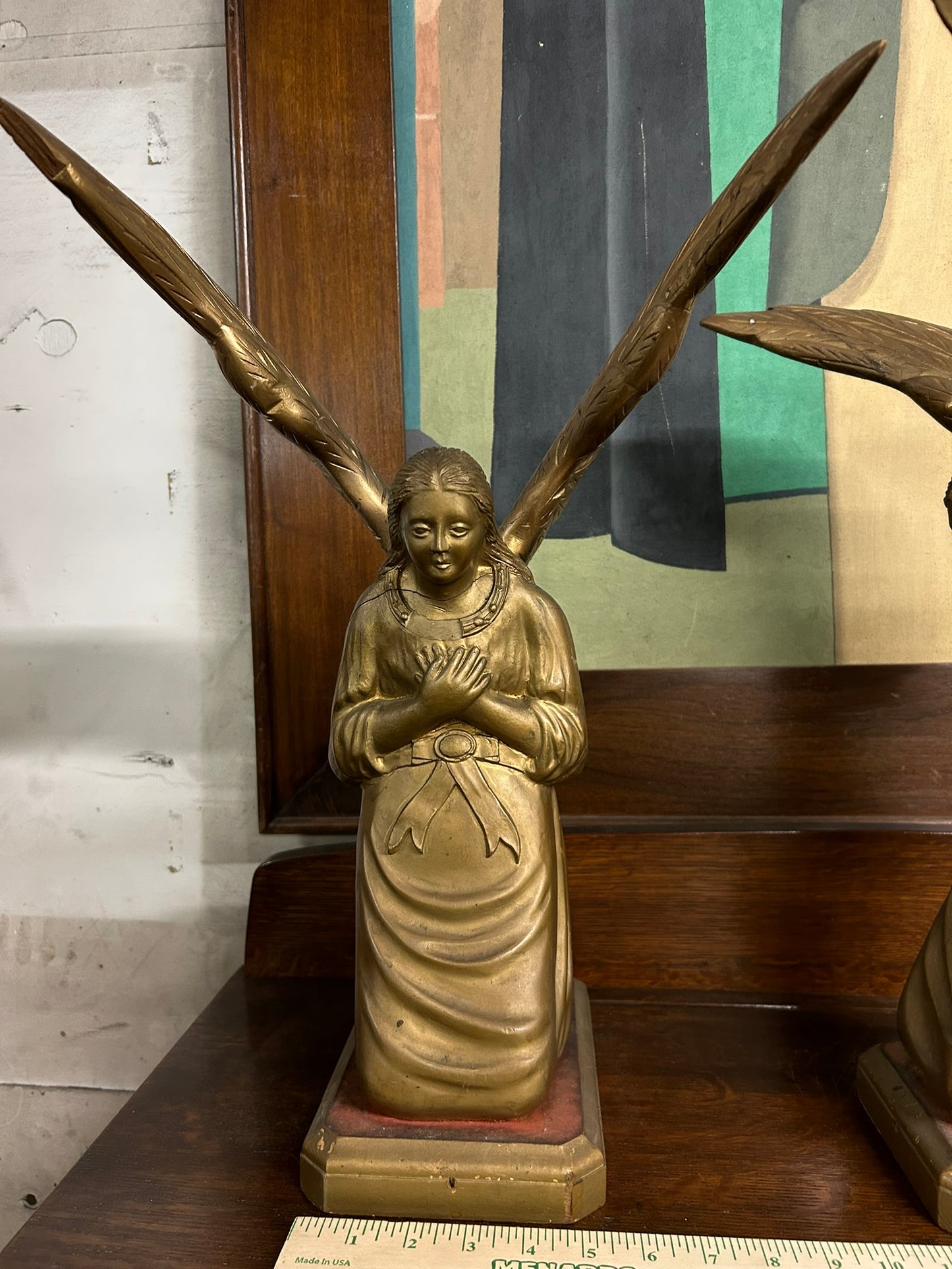 CARVED WOOD PAIR ANGELS FROM ANTIQUE ARC OF COVENANT