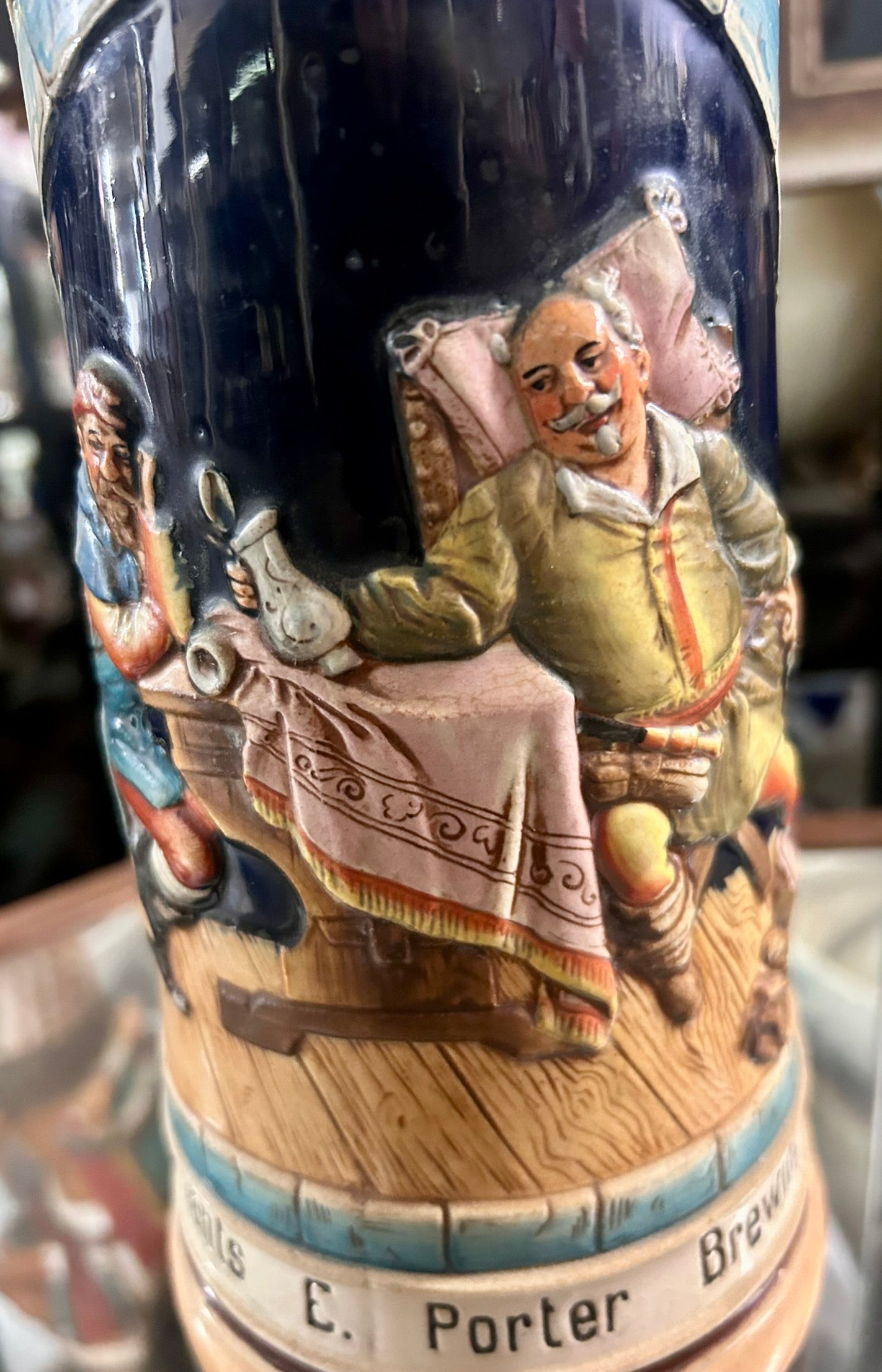 E. PORTER BREWING ANTIQUE ADVERTISING BEER STEIN