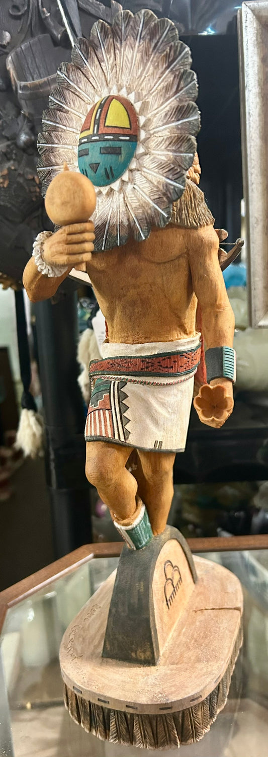 SUN KATSINA HOPI CARVED FIGURE BY CECIL CALNIMPTEWA
