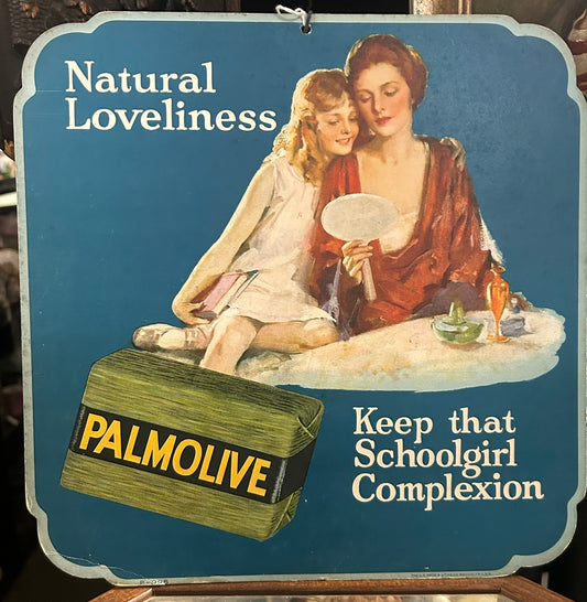 ANTIQUE PALMOLIVE SOAP ADVERTISING DOUBLE SIDED SIGN