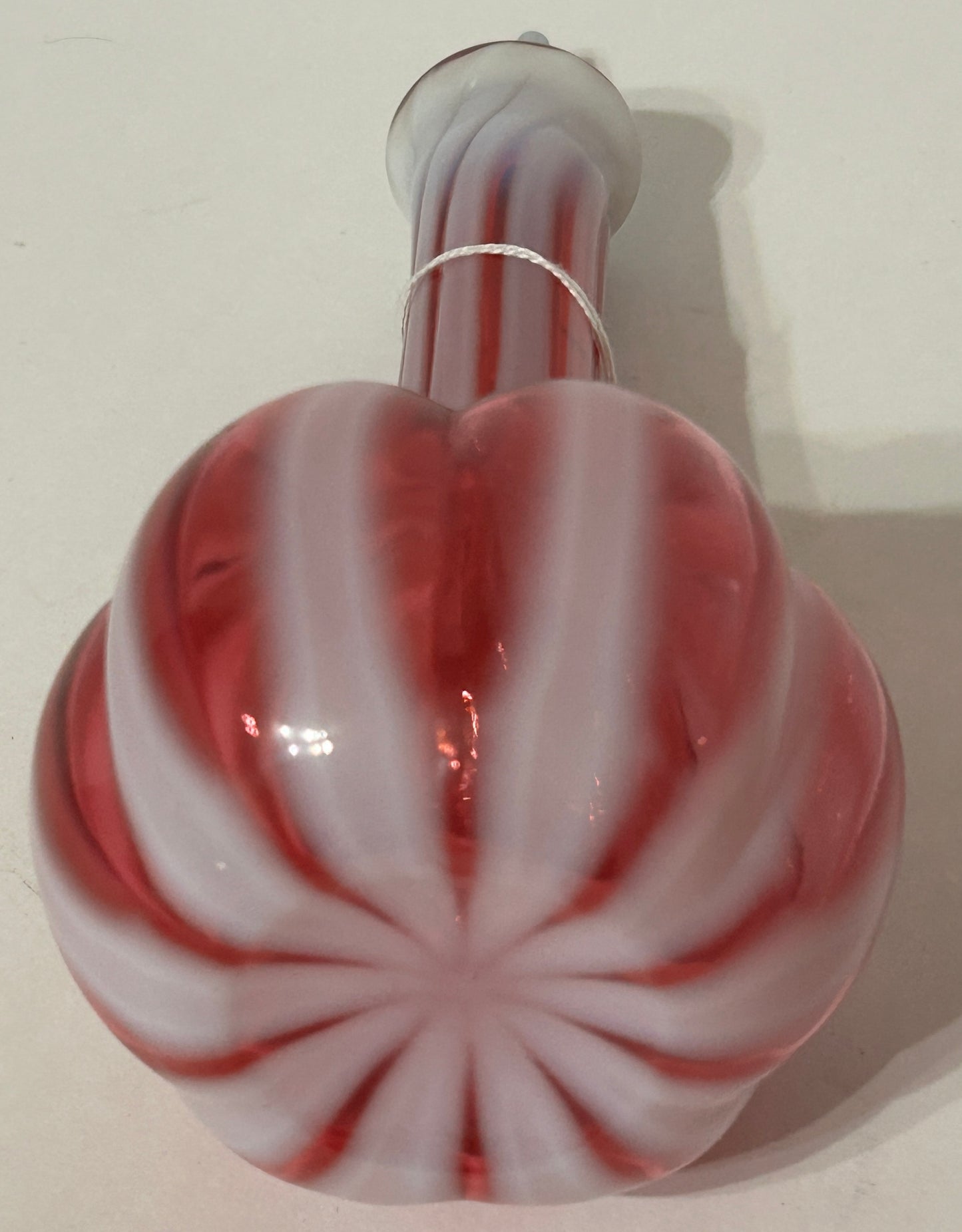BARBER BOTTLE IN CRANBERRY OPAL STRIPE GLASS