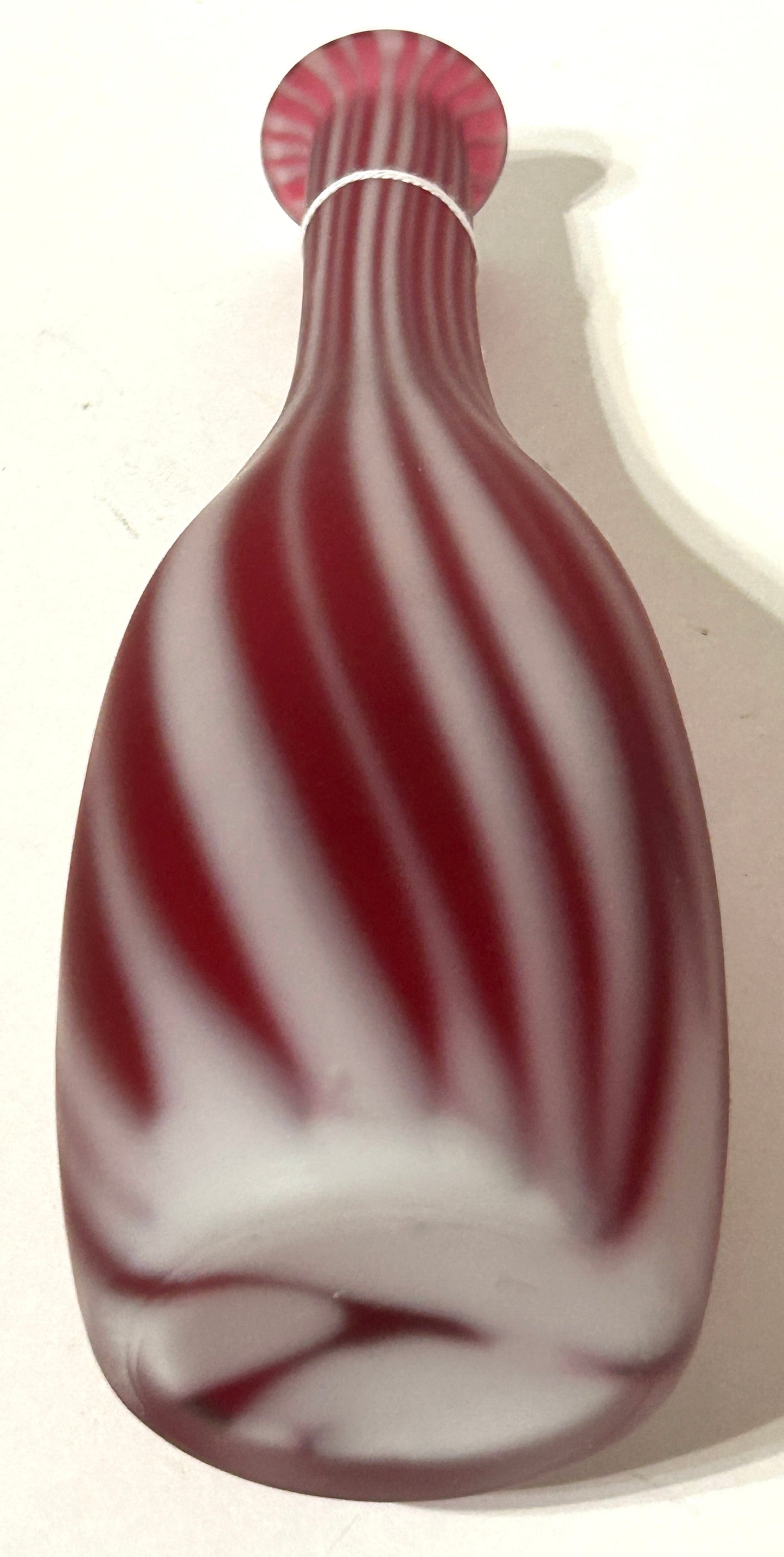BARBER BOTTLE ANTIQUE CRANBERRY OPAL SWIRL FROSTED GLASS