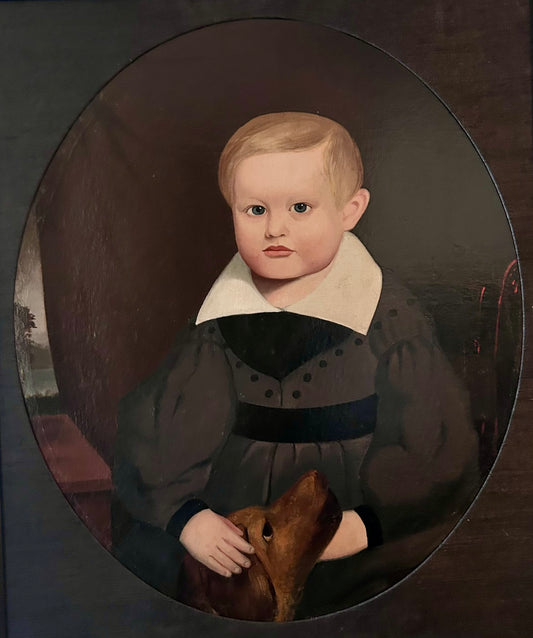 HORACE BUNDY 1814- 1883 BOY AND DOG PORTRAIT