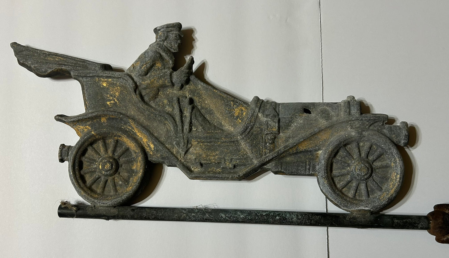 ANTIQUE ELECTRA CAR ZINC WEATHERVANE ARROW