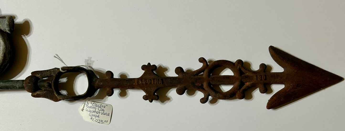 ANTIQUE ELECTRA CAR ZINC WEATHERVANE ARROW