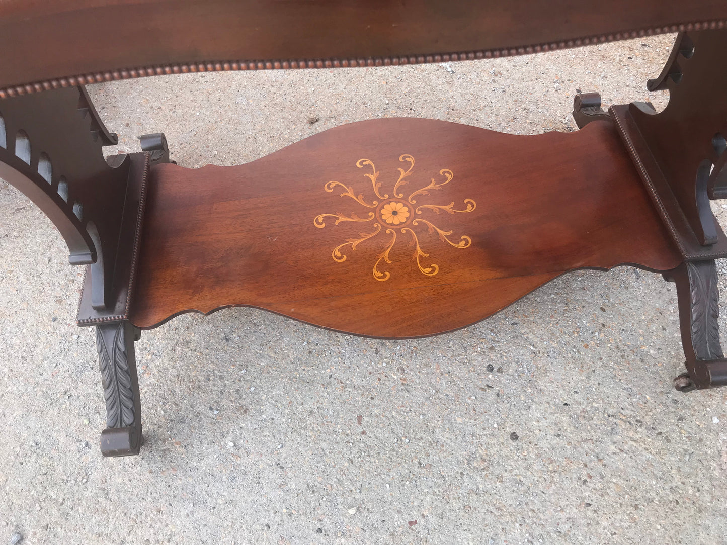 INLAID MAHOGANY ANTIQUE NOVEAU DESIGN LIBRARY TABLE