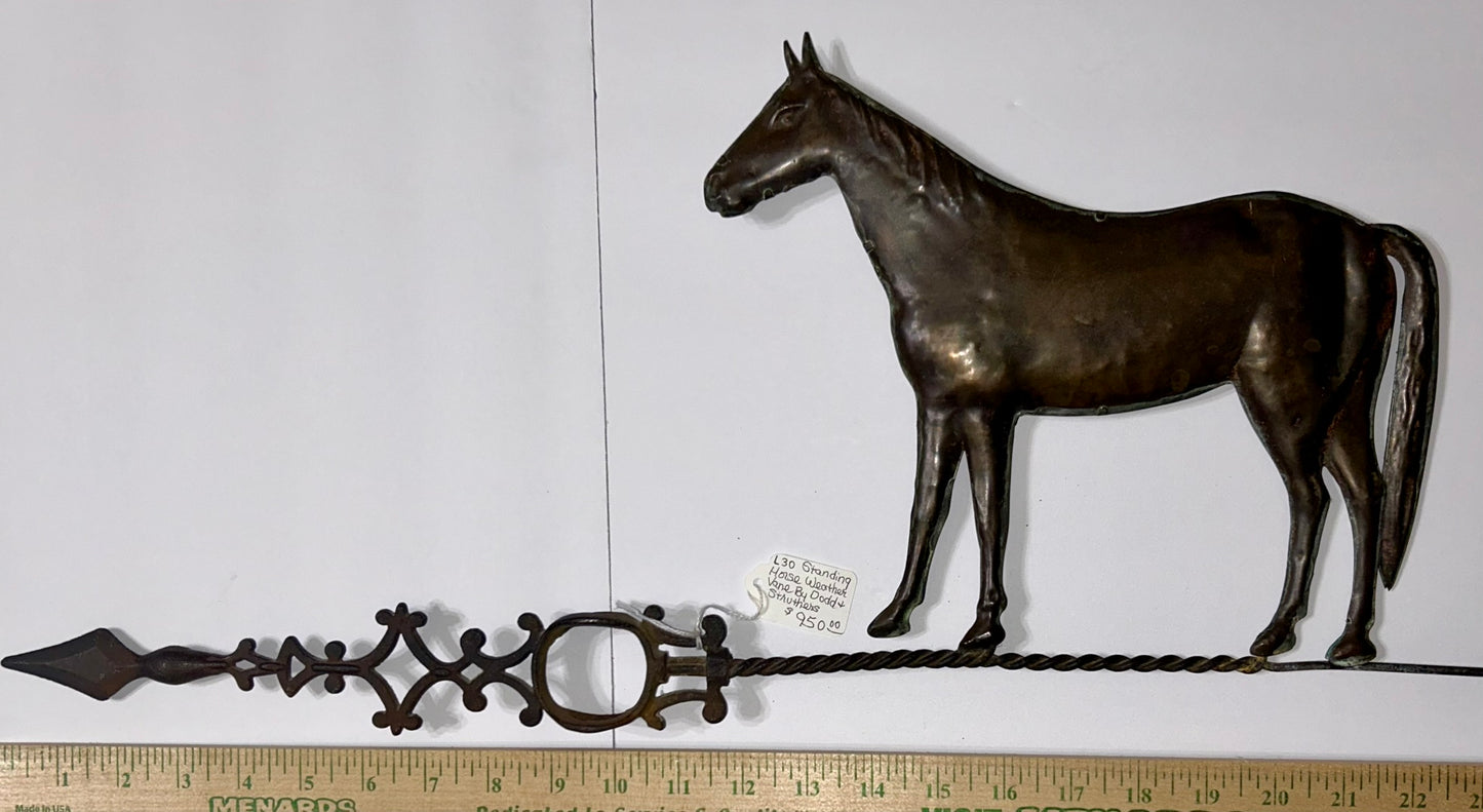 ANTIQUE STANDING HORSE COPPER WEATHERVANE BY DODD AND STRUTHERS