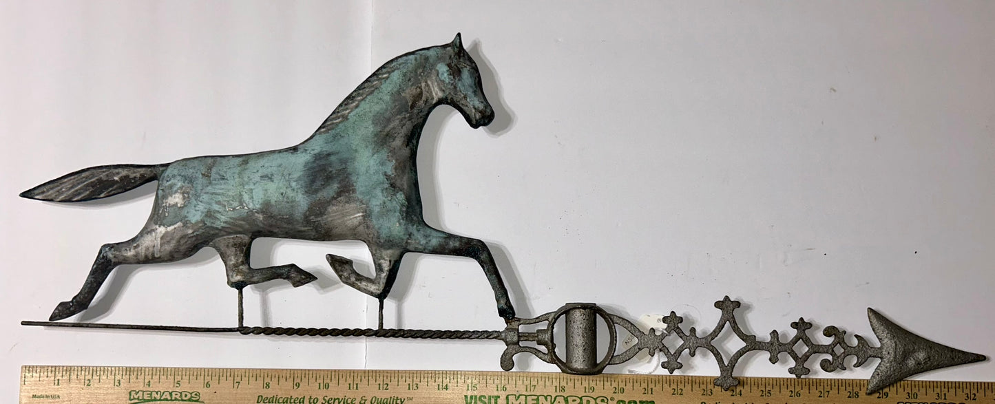 ANTIQUE COPPER RUNNING HORSE WEATHERVANE