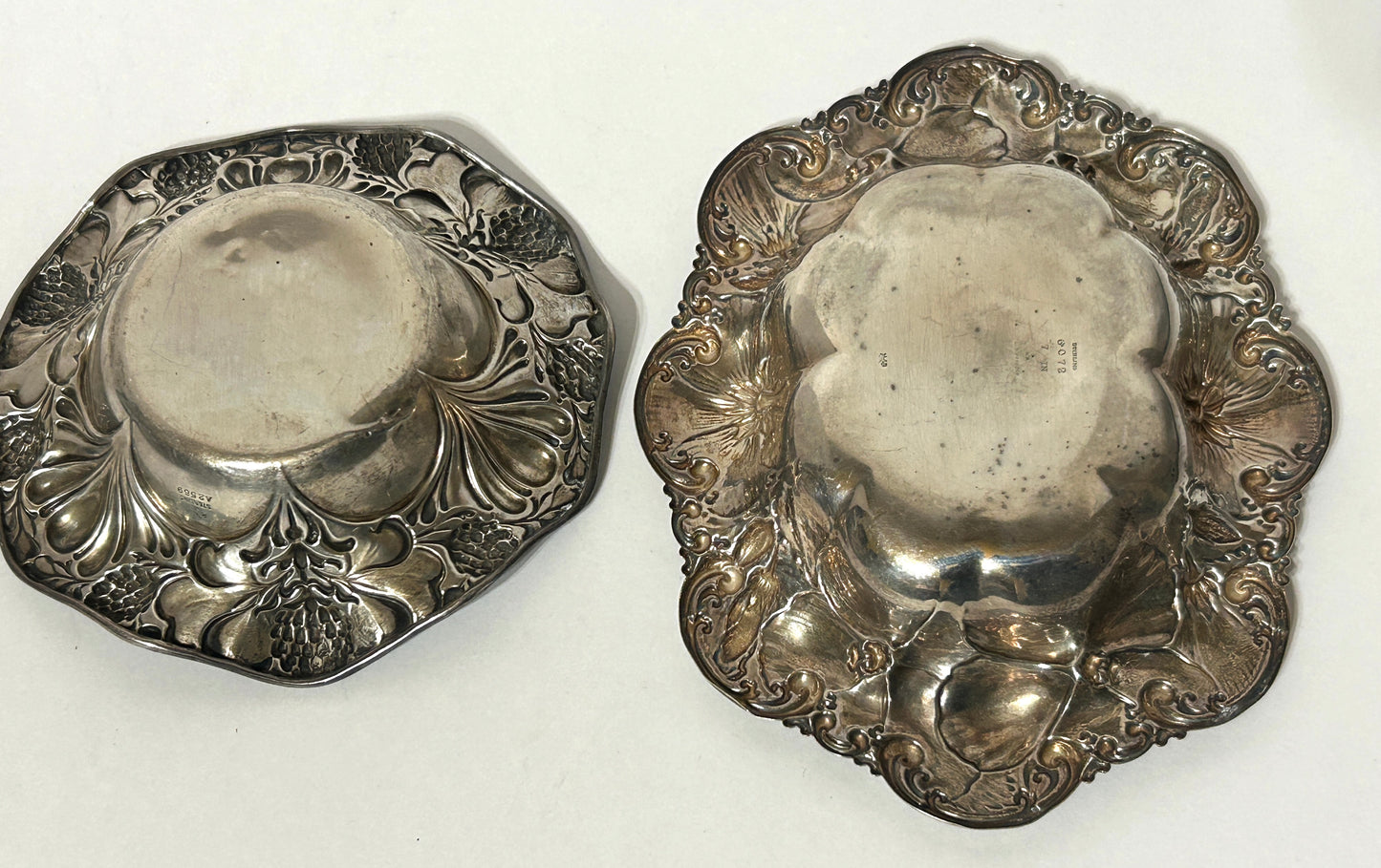 ANTIQUE STERLING PAIR OF FANCY DISHES