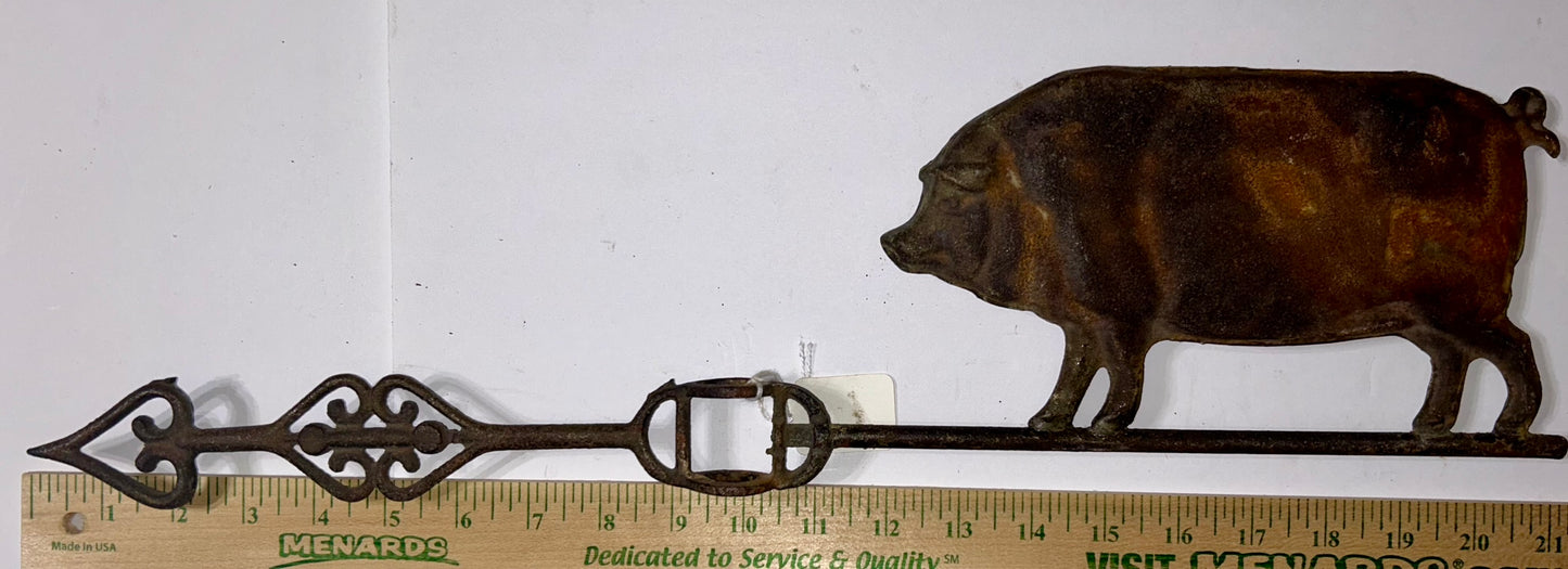 ANTIQUE ZINC PIG WEATHERVANE ARROW