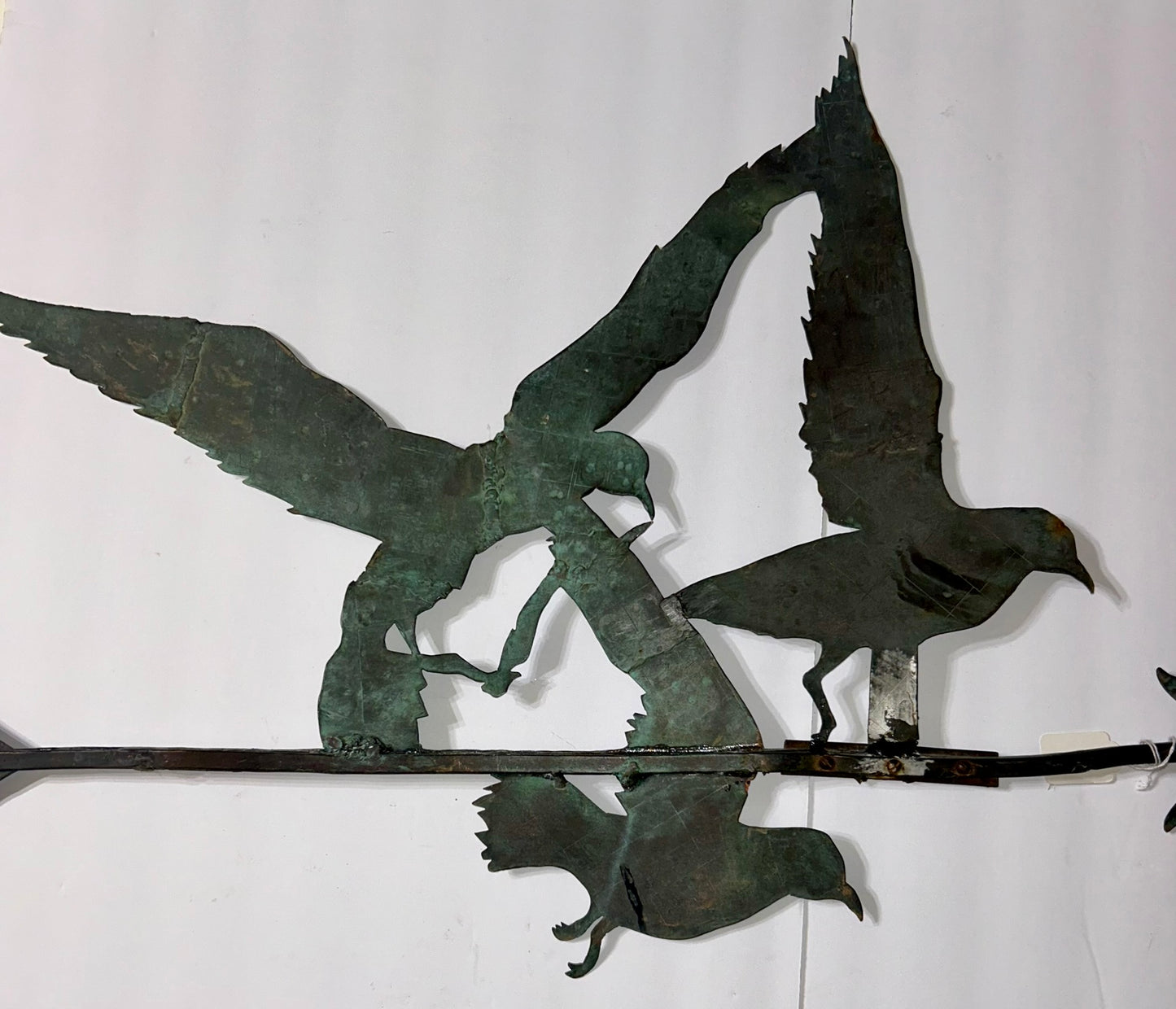 ANTIQUE COPPER HANDMADE BIRDS WEATHERVANE