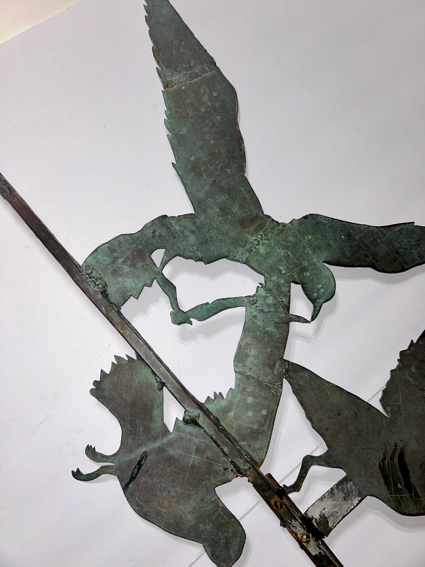 ANTIQUE COPPER HANDMADE BIRDS WEATHERVANE