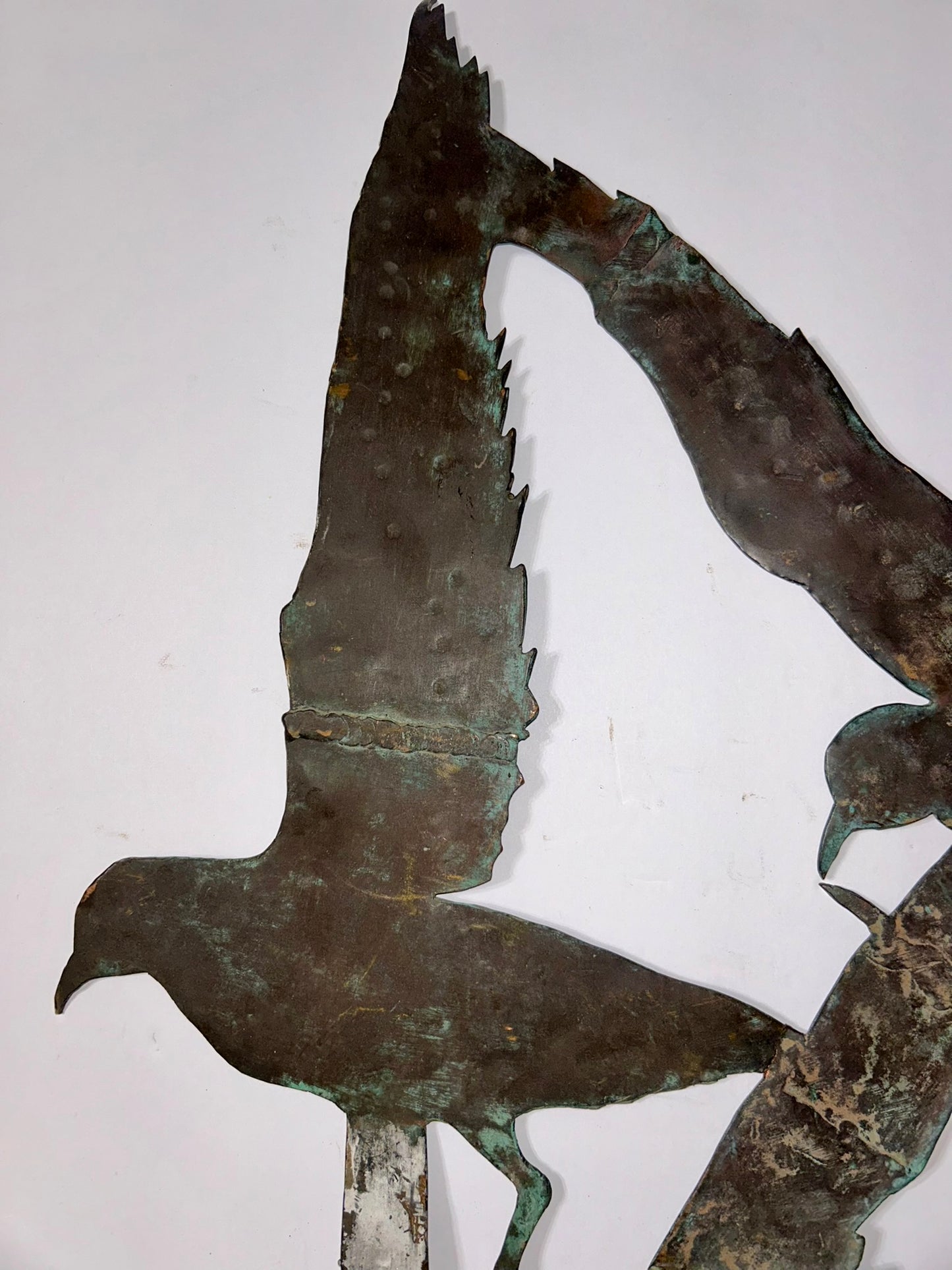 ANTIQUE COPPER HANDMADE BIRDS WEATHERVANE