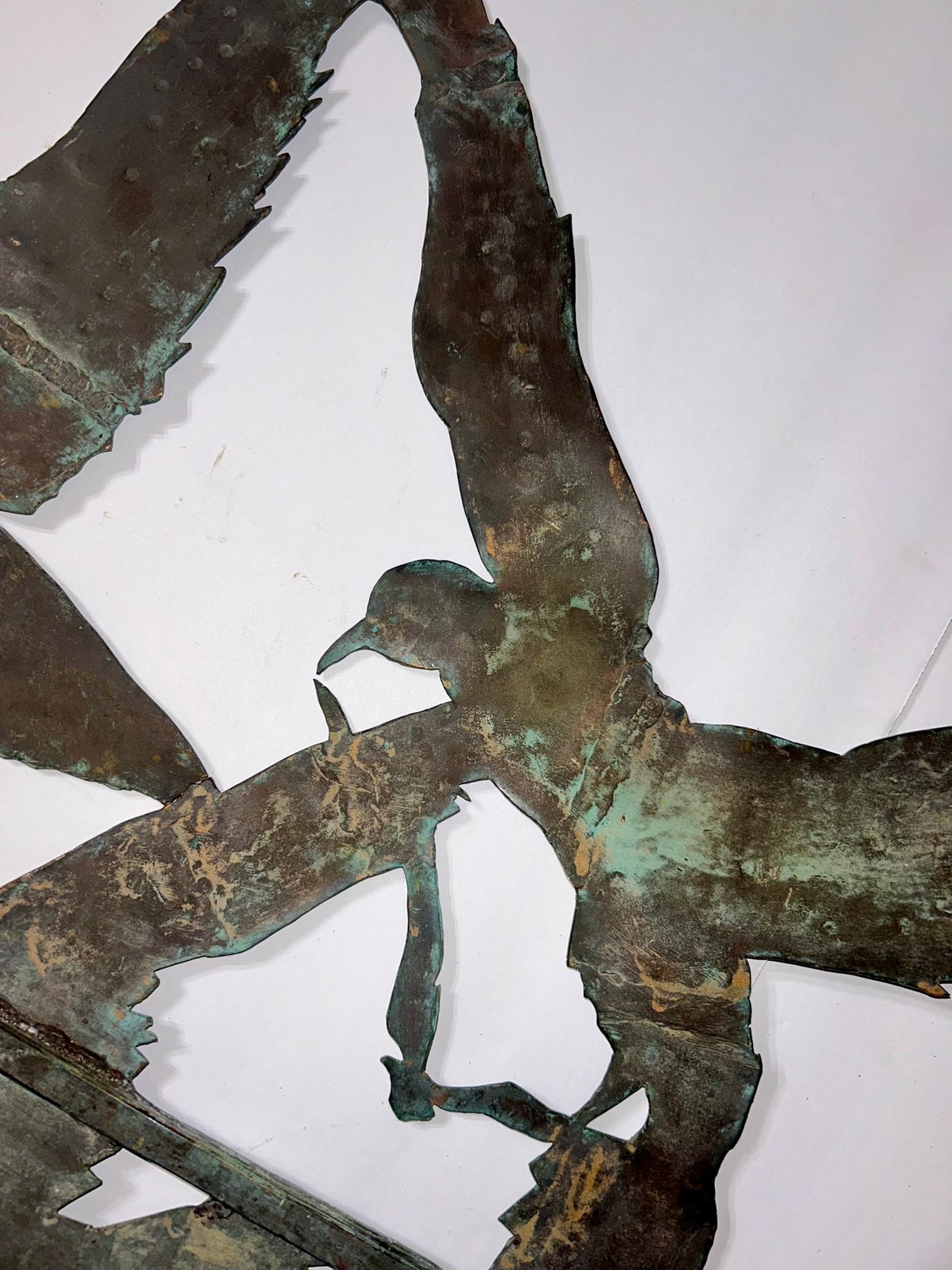 ANTIQUE COPPER HANDMADE BIRDS WEATHERVANE
