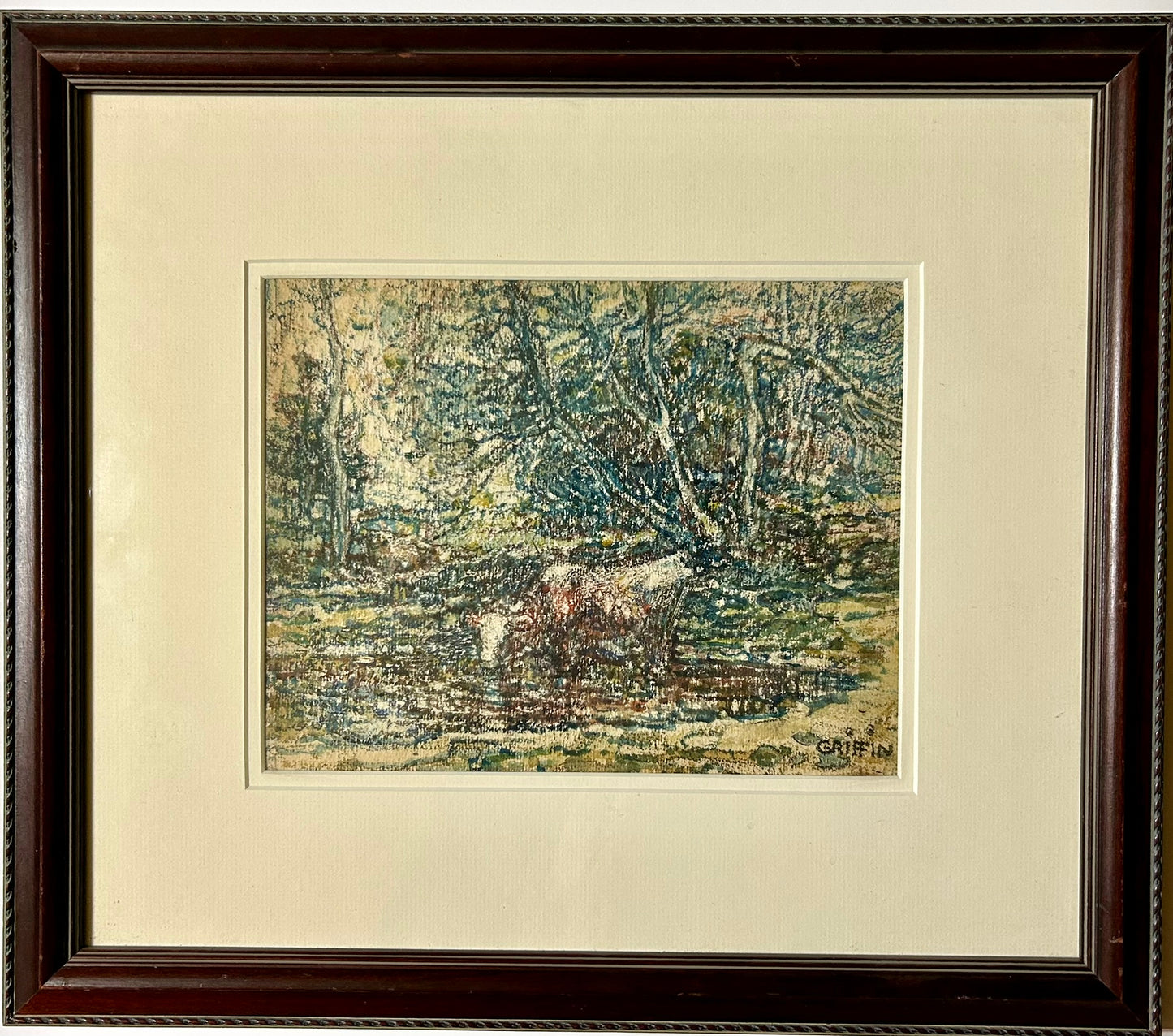 WALTER GRIFFIN CONN. & MAINE ARTIST WATERCOLOR OF C0W