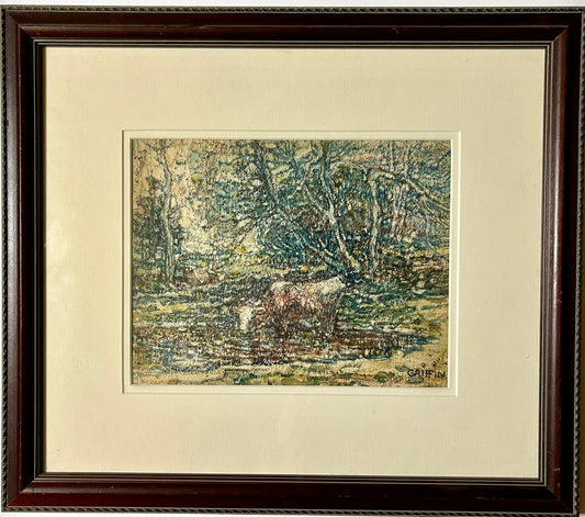 WALTER GRIFFIN CONN. & MAINE ARTIST WATERCOLOR OF C0W