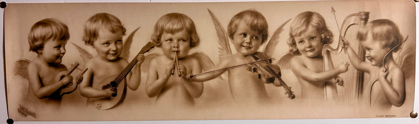 CUPIDS ORCHESTRA ANTIQUE PRINT OF CUPIDS PLAYING INSTRUMENTS