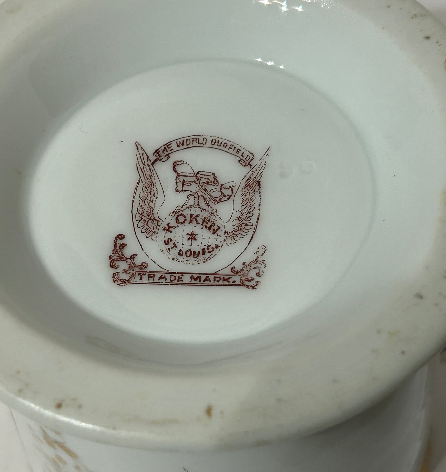 OCCUPATIONAL ANTIQE SHAVING MUG FOR TINSMITH BY KOKEN