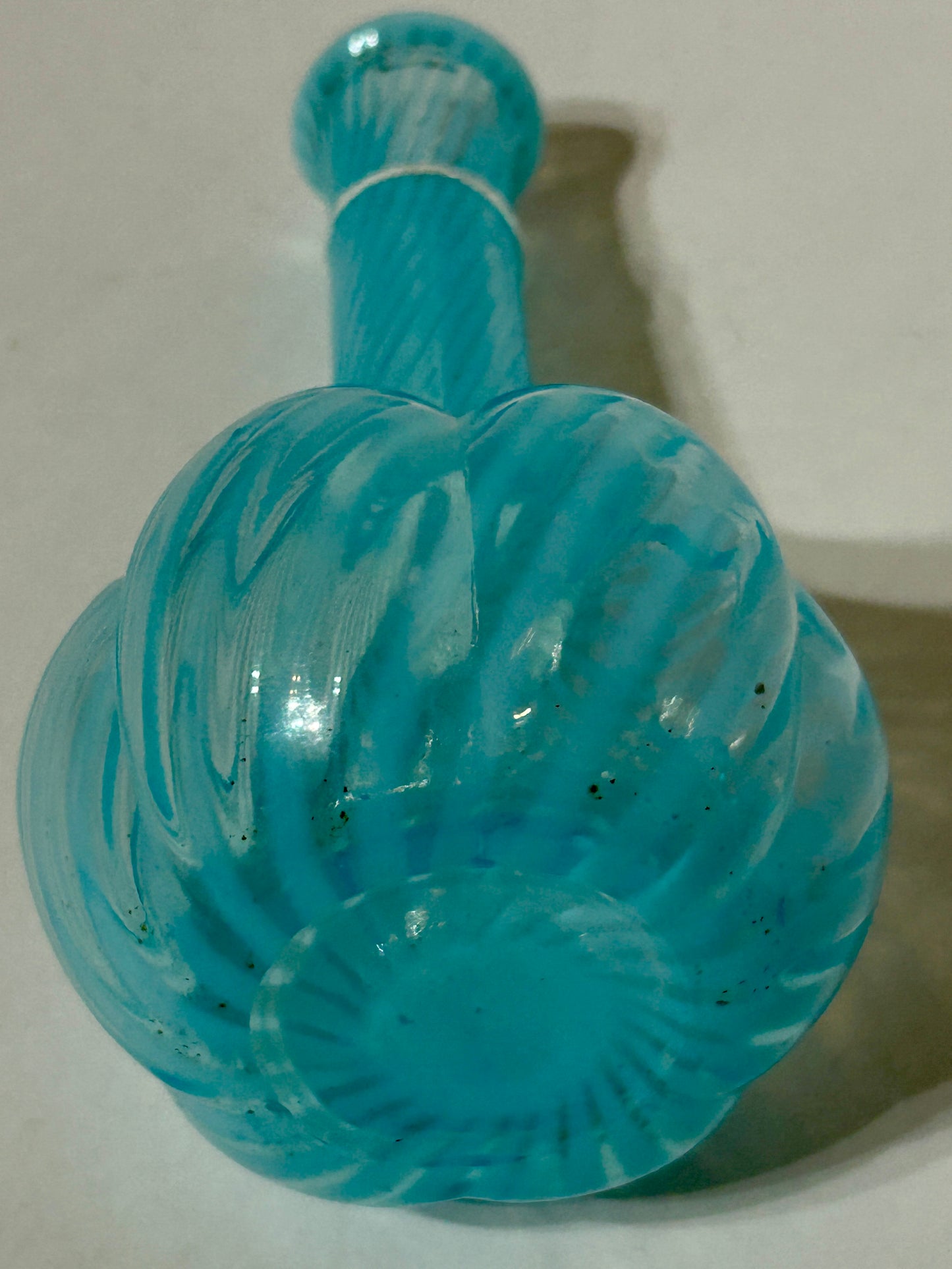 ANTIQUE AQUA OPALESCENT SWIRL BARBER BOTTLE