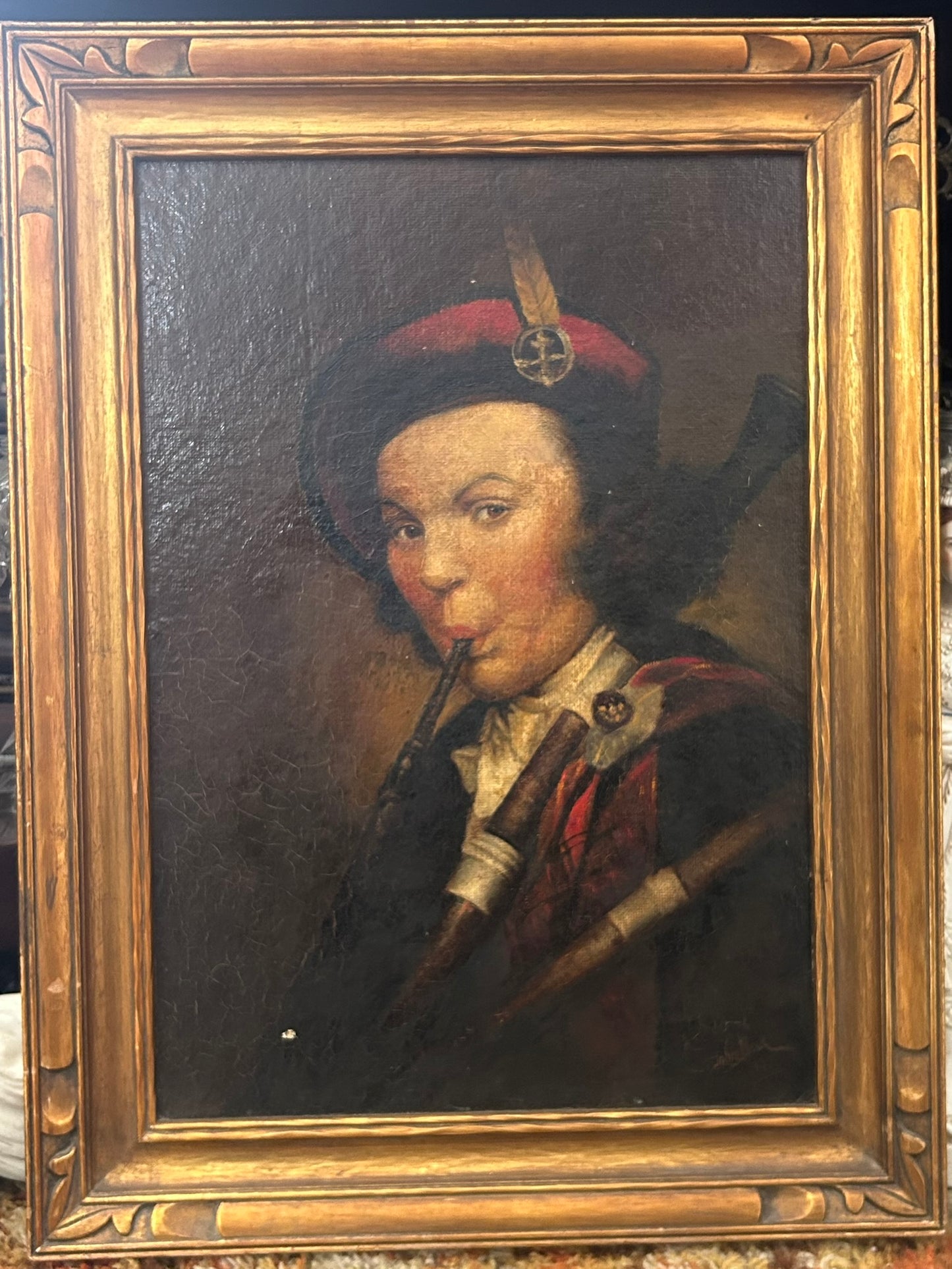 SCOTTISH BAGPIPE PLAYER PAINTING BY ARTIST JOHN BECK 1937