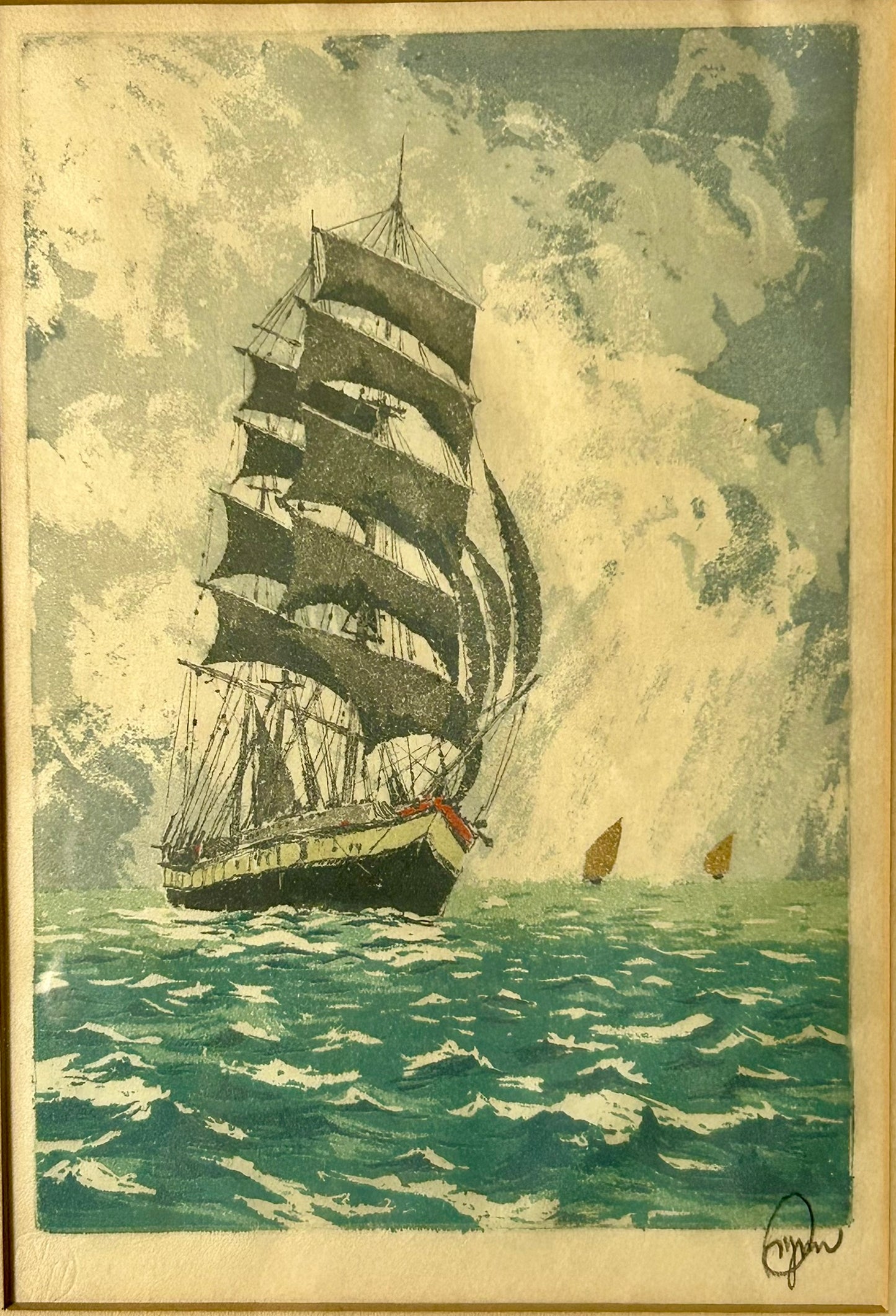 HANS FIGURA "THE OLD CUTTER" COLOR SHIP PRINT
