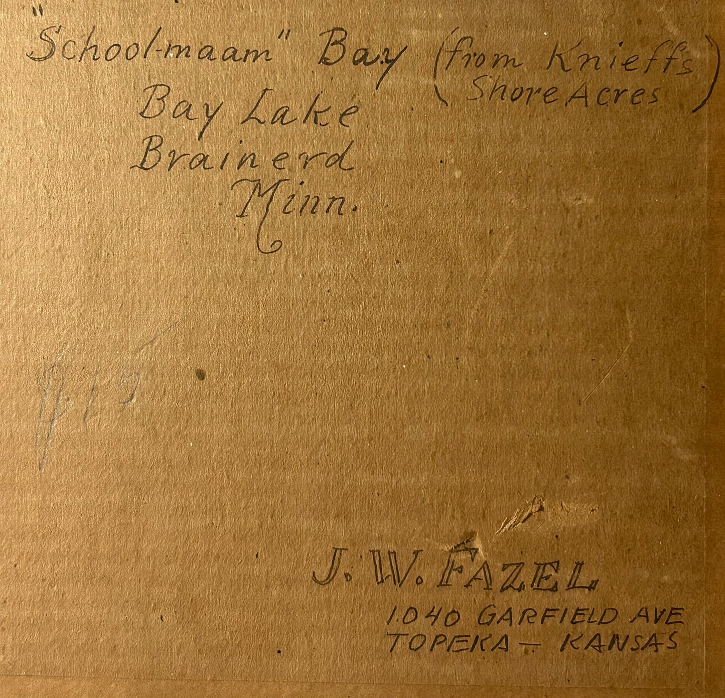 KANSAS ARTIST JOHN W. FAZEL PAINTING OF BAY LAKE IN BRAINERD MINNESOTA