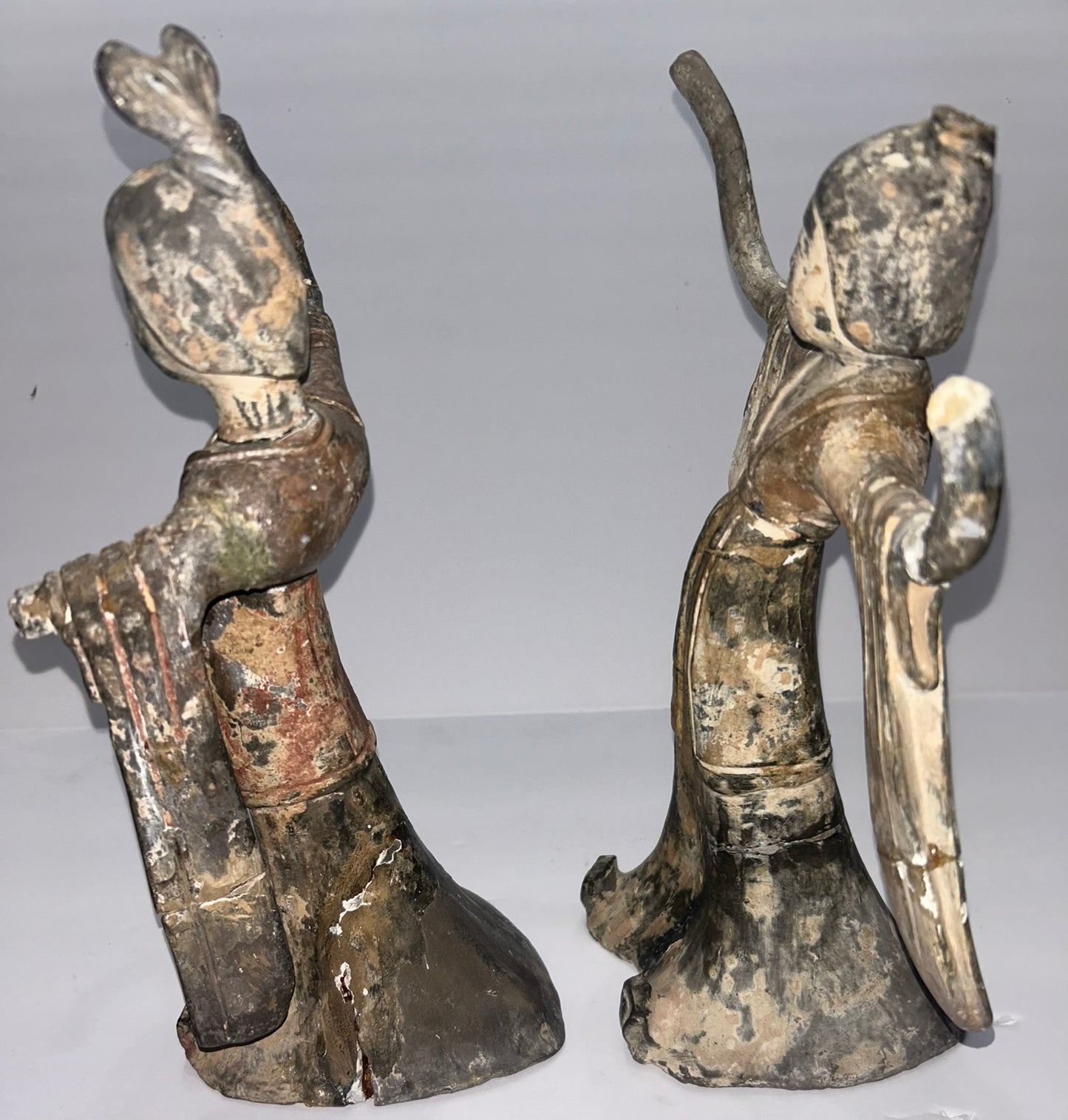 TANG DYNASTY ANCIENT PAIR OF CHINESE TERRACOTTA FEMALE DANCERS 618-907 AD