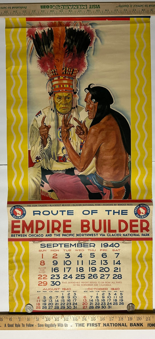 GREAT NORTHERN RAILWAY WINOLD WEISS SIGN TALKERS 1940 CALENDAR