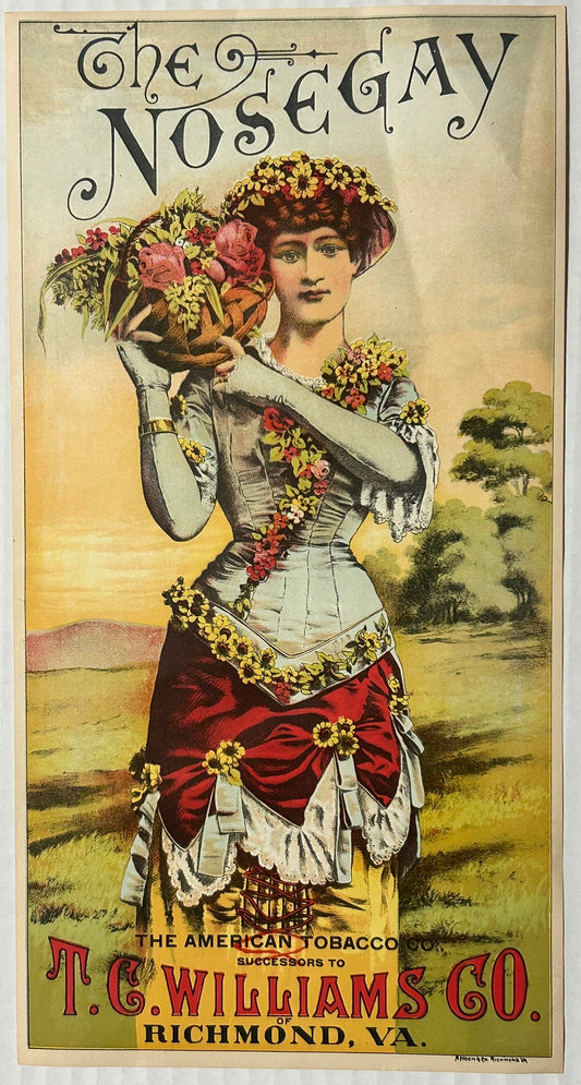 ANTIQUE TOBACCO ADVERTISING PRINT FOR NOSEGAY AMERICAN TOBACCO  GIRL
