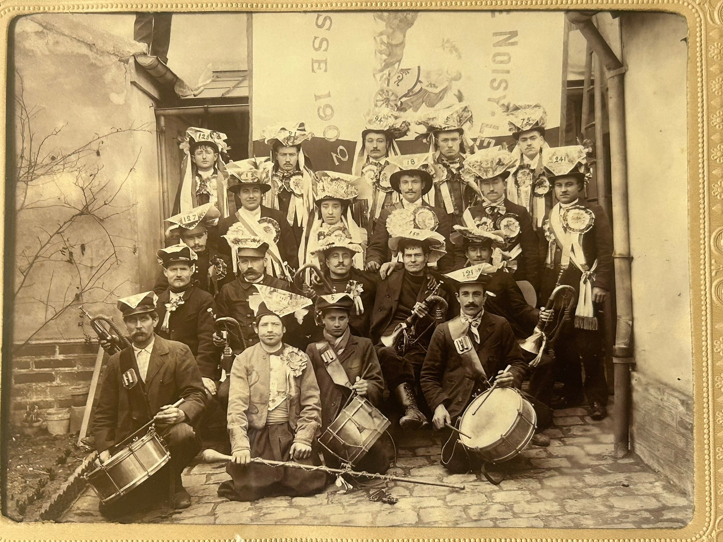 ANTIQUE PHOTOGRAPH OF BAND WITH ODD LOOKING MEMBERS