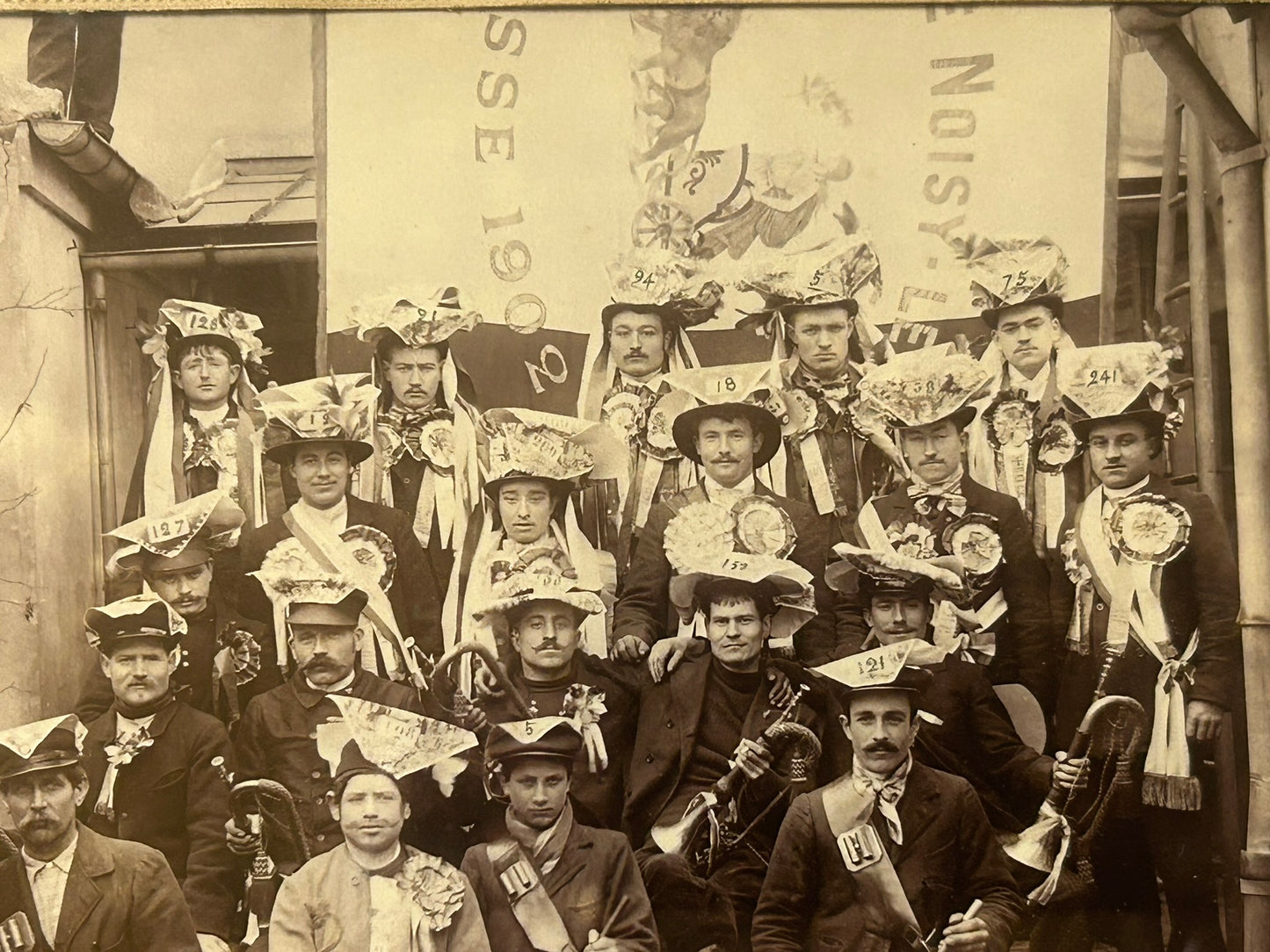ANTIQUE PHOTOGRAPH OF BAND WITH ODD LOOKING MEMBERS